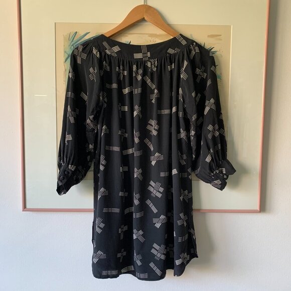 Urban Outfitters Lux Silk Pattern Black Tunic Top Dark Fairy Witchy Whimsigoth - Picture 6 of 13